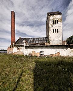 Bild: Wasserturm mit angebautem Kessel- und Maschinenhaus