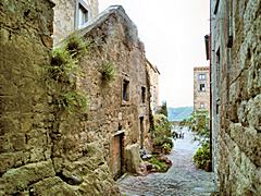 Bild: Civita di Bagnoregio (<a href=https://www.google.com/maps/@42.6276814,12.1131691,2a,75y,167.53h,87.73t/data=!3m6!1e1!3m4!1sPdXVVUSZL4Y46Ru1SSfNIA!2e0!7i13312!8i6656 target=_blank>Streetview</a>)